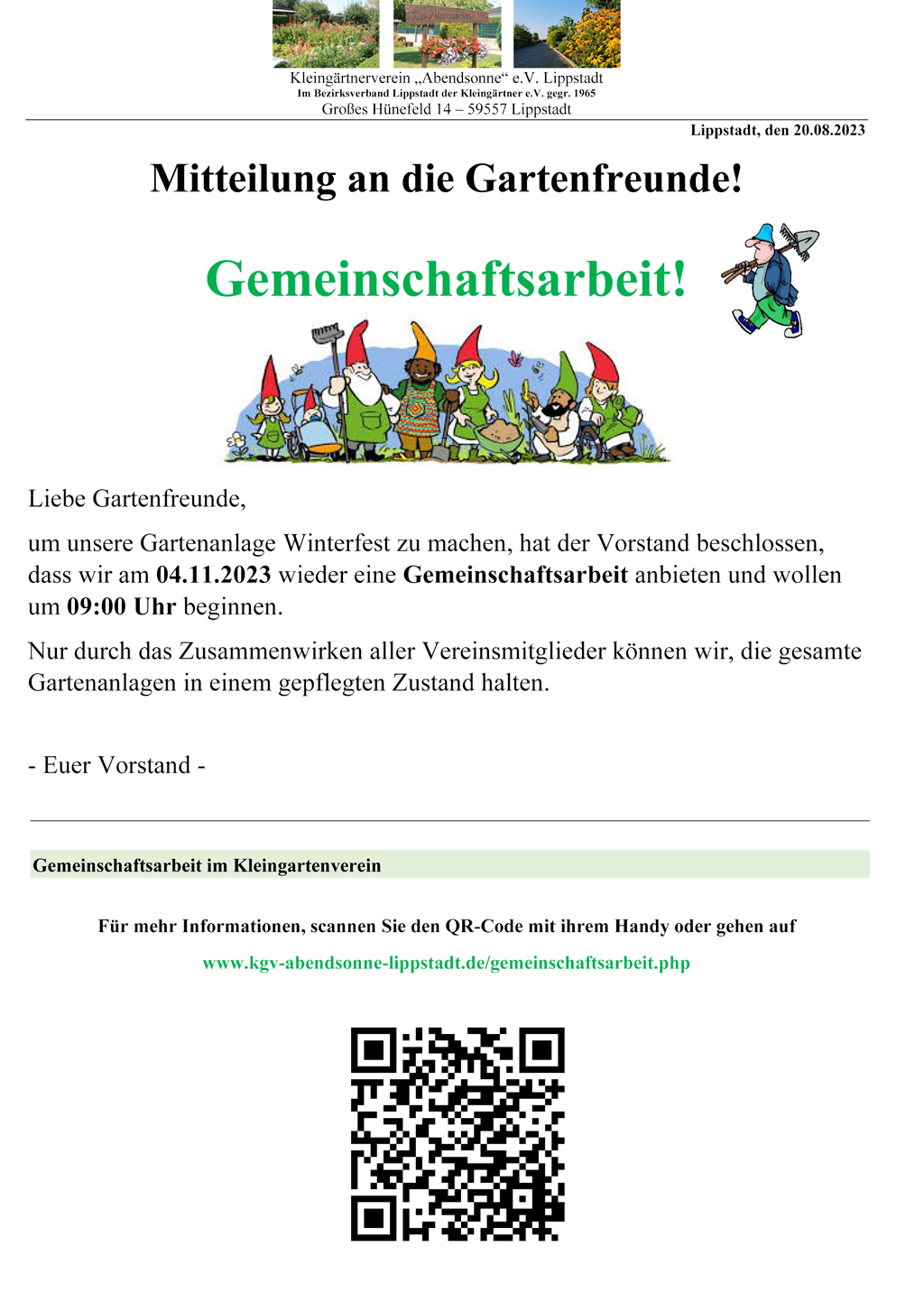 Gemeinschaftsarbeit am 04.11.23