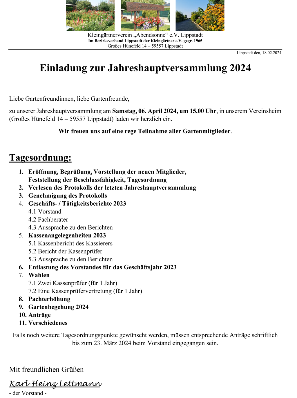 Jahreshauptversammlung - 2024