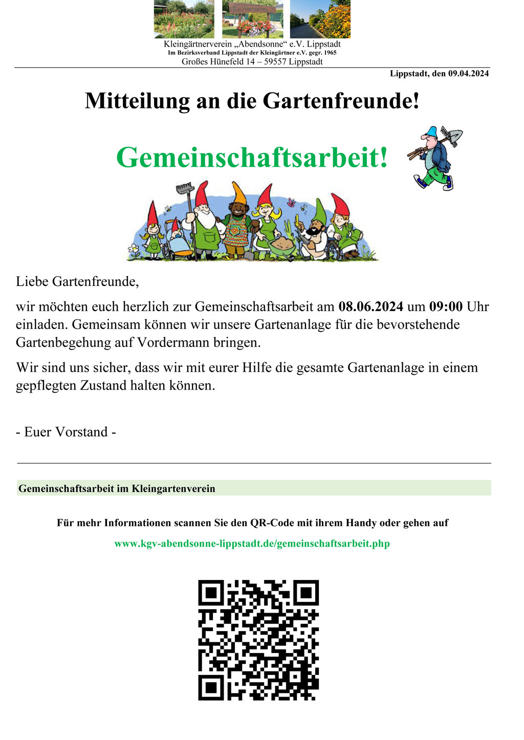 Gemeinschaftsarbeit am 08.06.2024