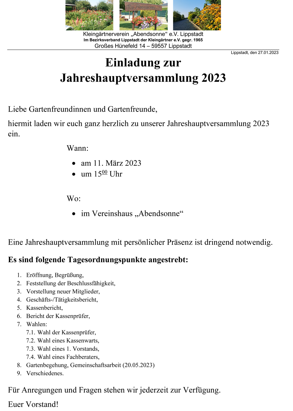 Jahreshauptversammlung - 2023