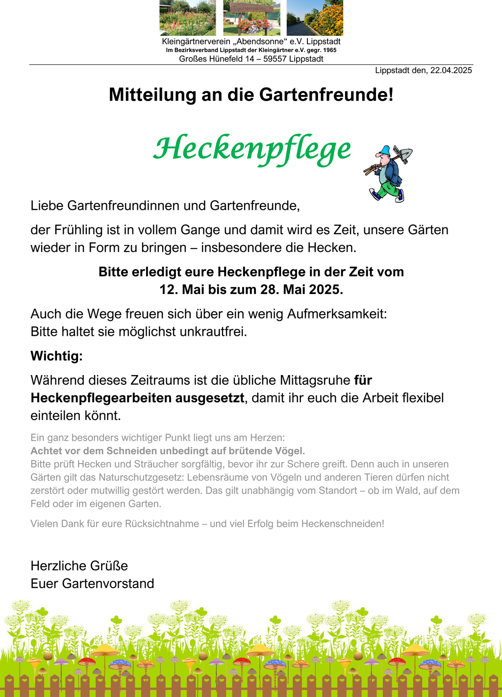Heckenpflege vom 12.05.25 - 28.05.25