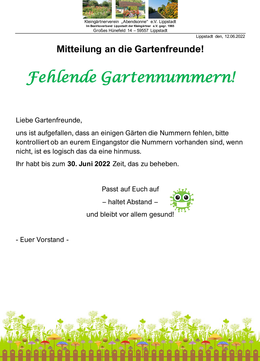 Fehlende Gartennummern!