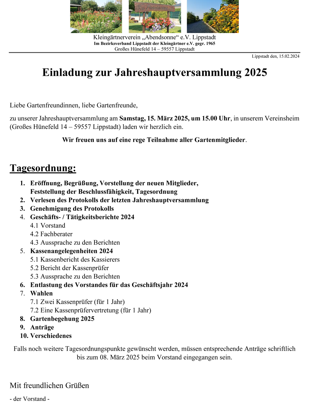 Jahreshauptversammlung - 2025