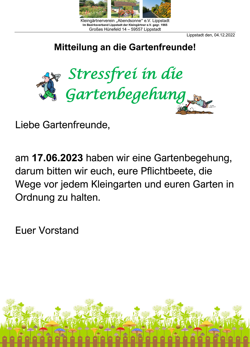 Stressfrei in die Gartenbegehung