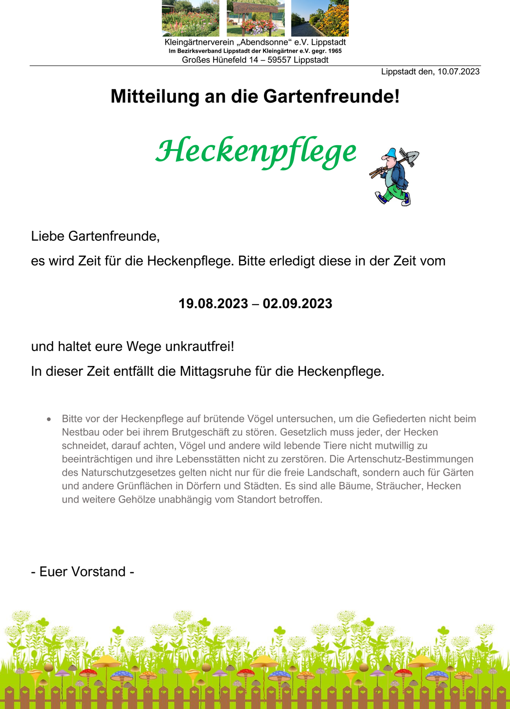 Heckenpflege vom 19.08.23 - 02.09.23