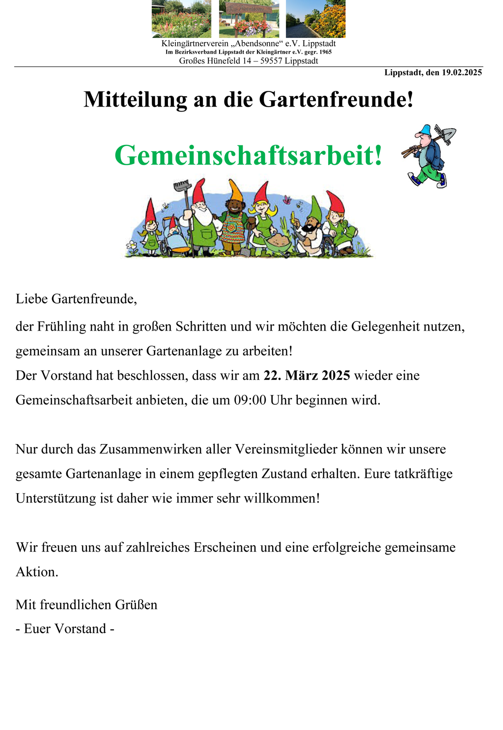 Gemeinschaftsarbeit am 22.03.2025