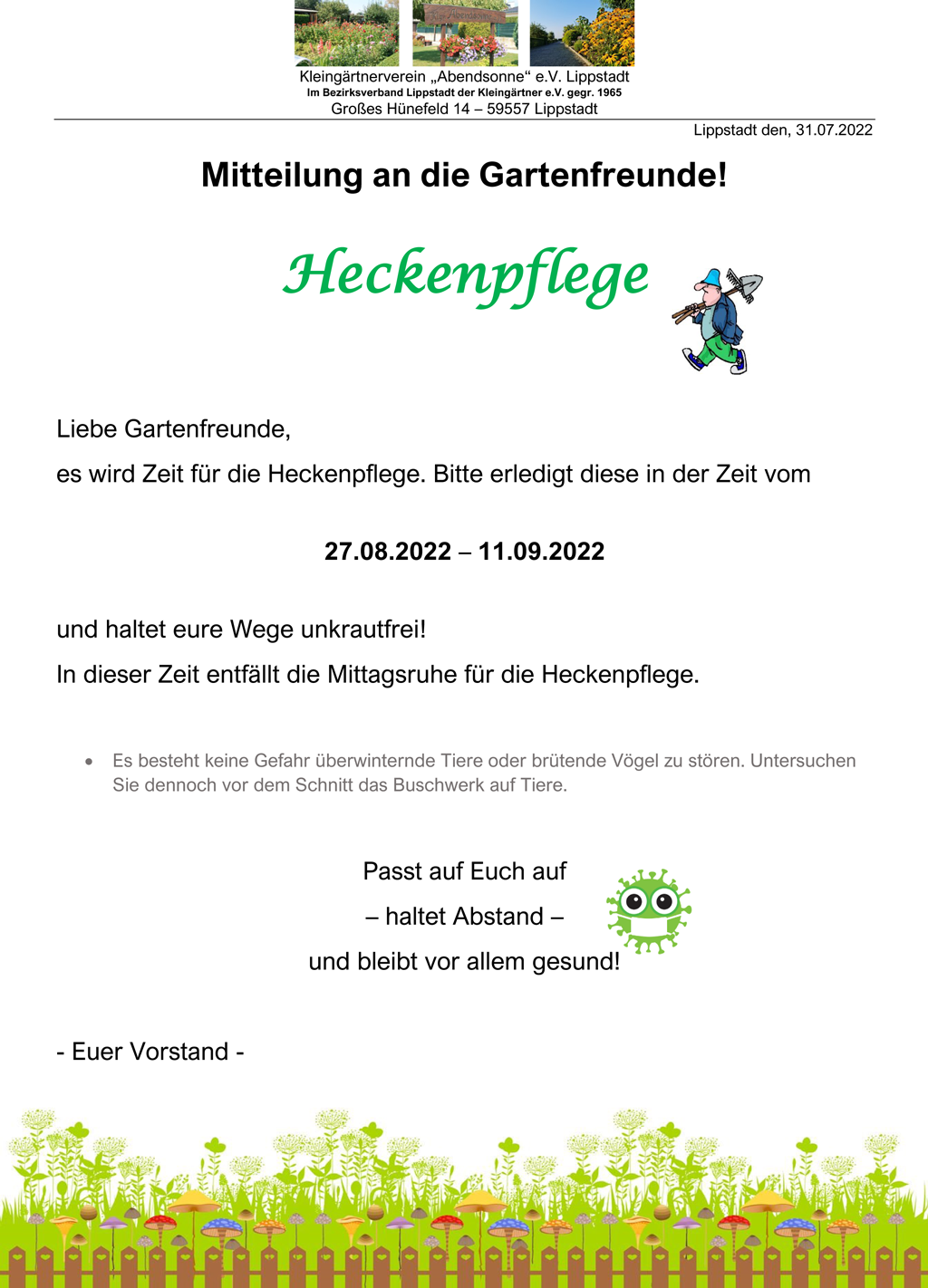 Heckenpflege vom 27.08.2022 – 11.09.2022