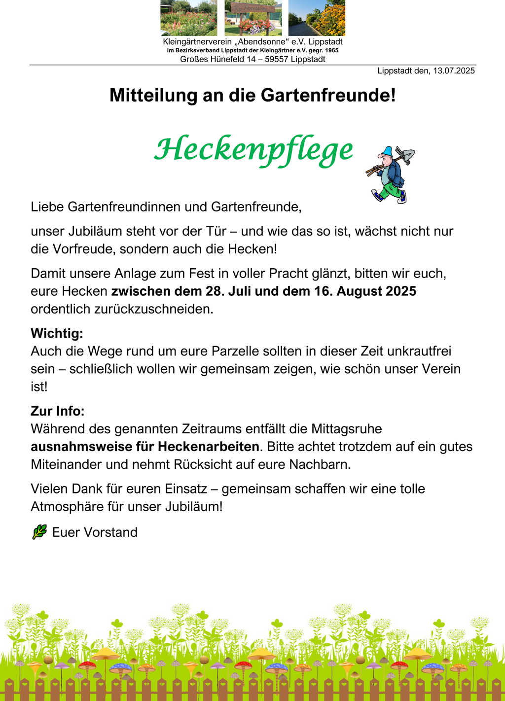 Heckenpflege vom 28.07.25 - 16.08.25